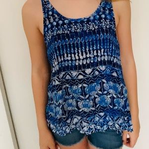 me.n .u Blue Sleeveless Boho Top Girls Sz XL